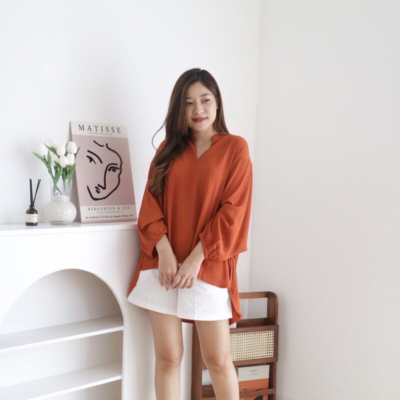 Naomi Blouse Crinkle - Blouse Wanita - Blouse Korean Style - Atasan Wanita