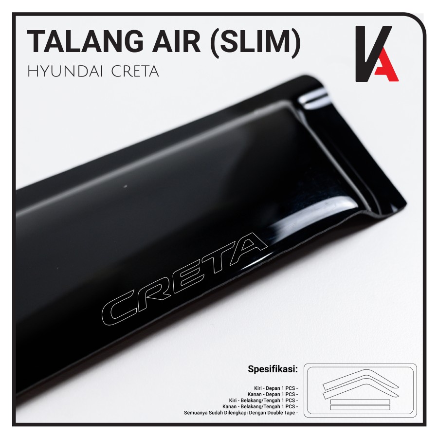 TALANG AIR PINTU MOBIL HYUNDAI CRETA MODEL SLIM AKRILIK HITAM