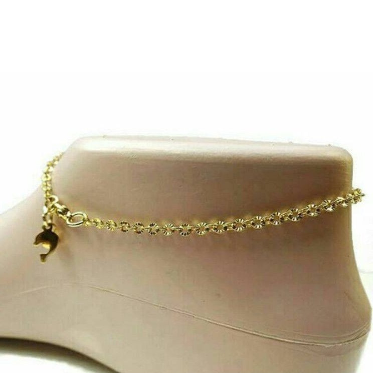 Gelang kaki wanita Titanium emas stainless steel anti karat