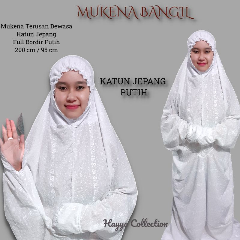 Mukena Katun Jepang Full Bordir / Mukena Bangil/ Mukena Murah/ Mukena Cantik/ Mukena Polos Bordir Ha