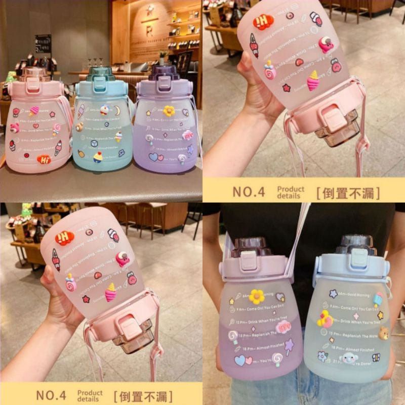 Botol gemoy doff Viral TALI  anak ukuran 1,3liter stiker 3D
