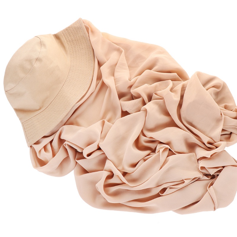 【COD】Hijab Chiffon Muslim Dengan Bucket Hat / Topi Bucket Dengan Tudung Chiffon Shawl