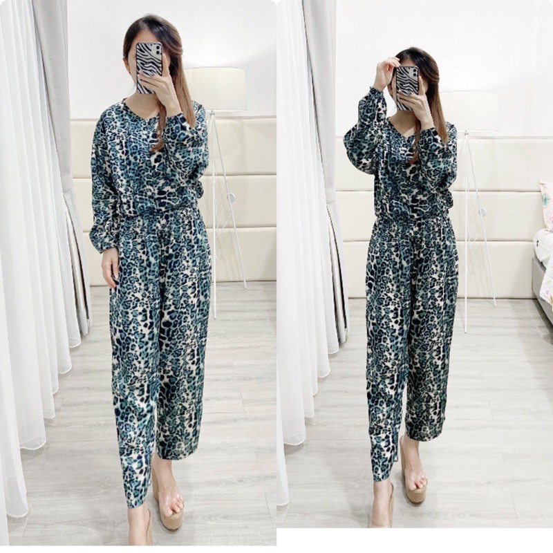 jumpsuit leopard wanita/ jumpsui panjang wanita /K01292