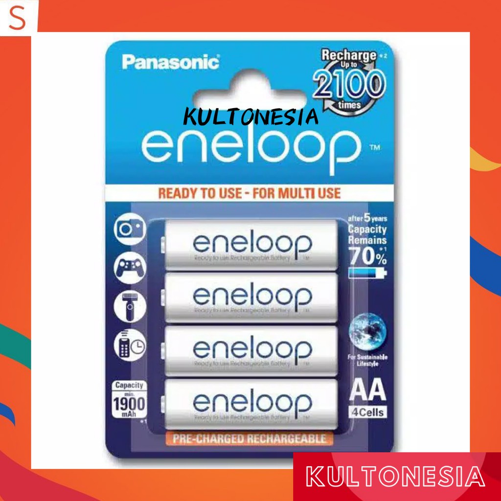 Baterai Charger Eneloop Panasonic AA 1900 mAh 4pcs