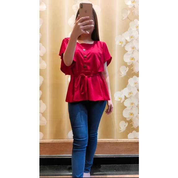Atasan Andin Blouse Kalalwar Voxy Kancing Batok Atasan Andin Kancing batok