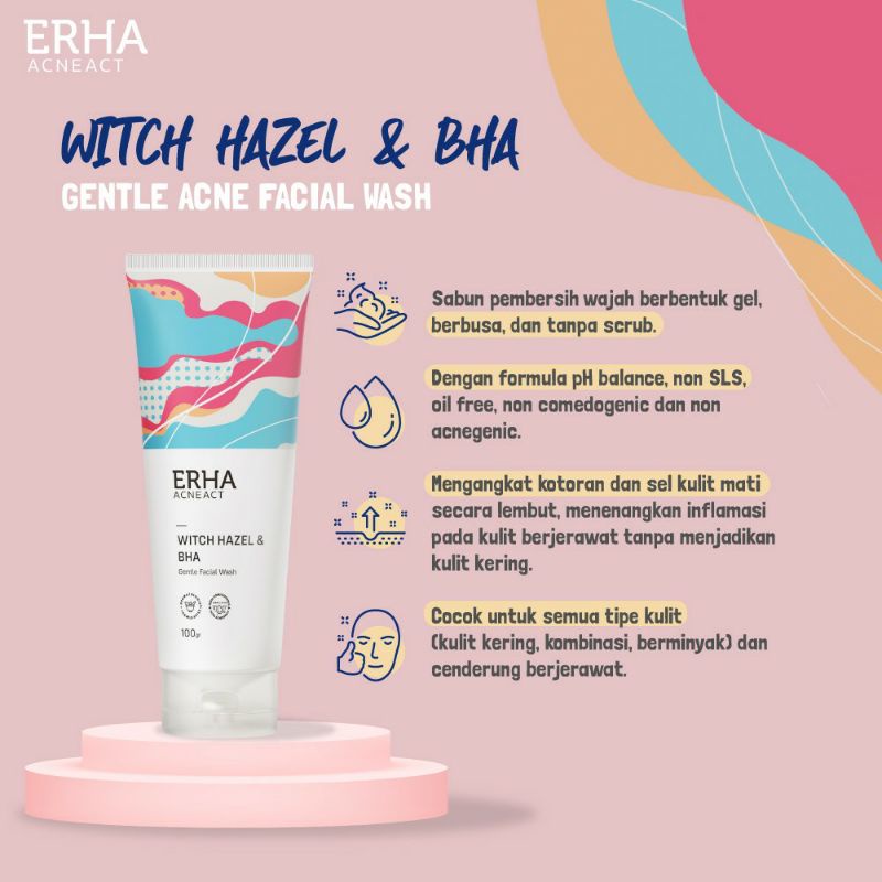 ERHA AnceAct witch hazel &amp; bha gentle acne facial wash / toner zinc