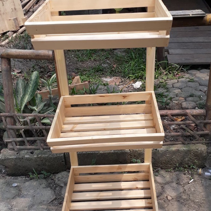 RAK rak buah kayu jati belanda 3 susun