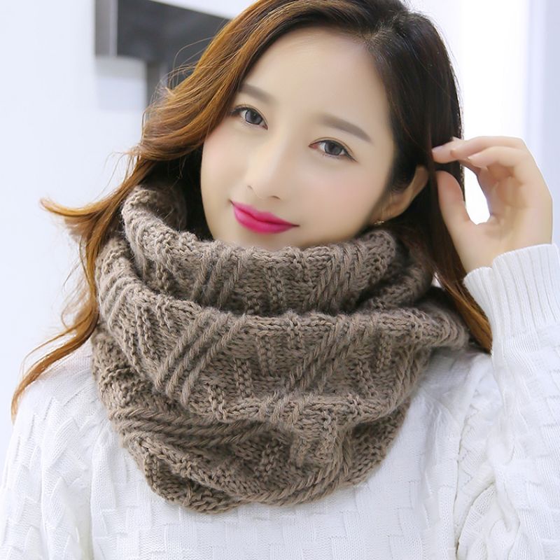 SCARF SYAL WANITA WINTER MUSIM DINGIN  IMPORT READY STOCK-Coklat motif