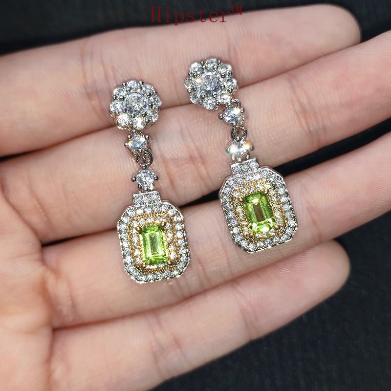 New Luxury Natural Olivine Pendant Earrings