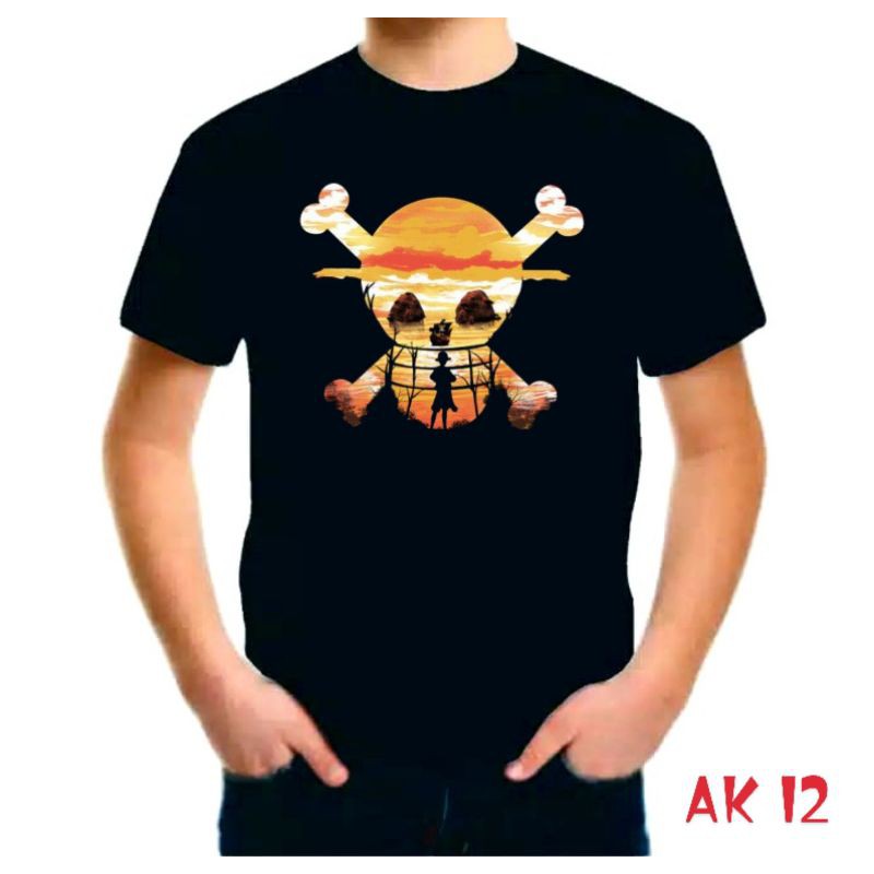 Kaos anak pria onepiece Bahan Combad 24s Size S-XL - Black series