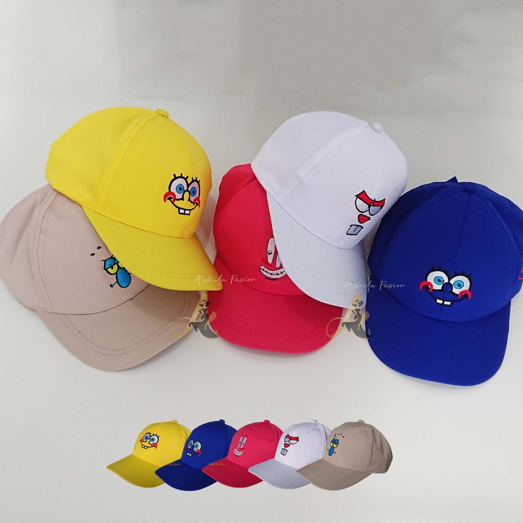 TOPI ANAK BORDIR SPONBOB UNISEX LAKI LAKI PEREMPUAN / TOPI ANAK LUCKY SPONS BOB