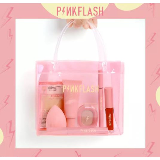 (READY &amp; ORI) Pinkflash Pink Flash Plastic Handbag Tas Kosmetik Transparan