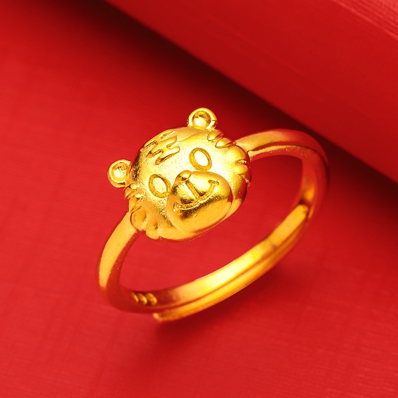 Cincin Model Terbuka Motif Kartun Harimau Warna Emas