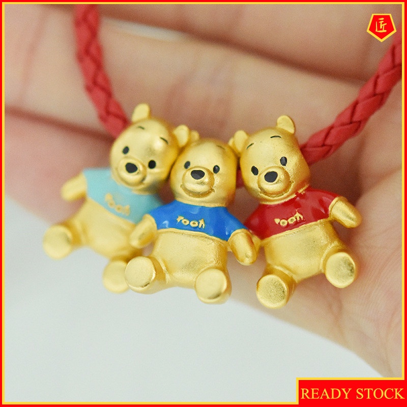 [Ready Stock]3D Golden Cartoon Bear Lucky Beads Bracelet