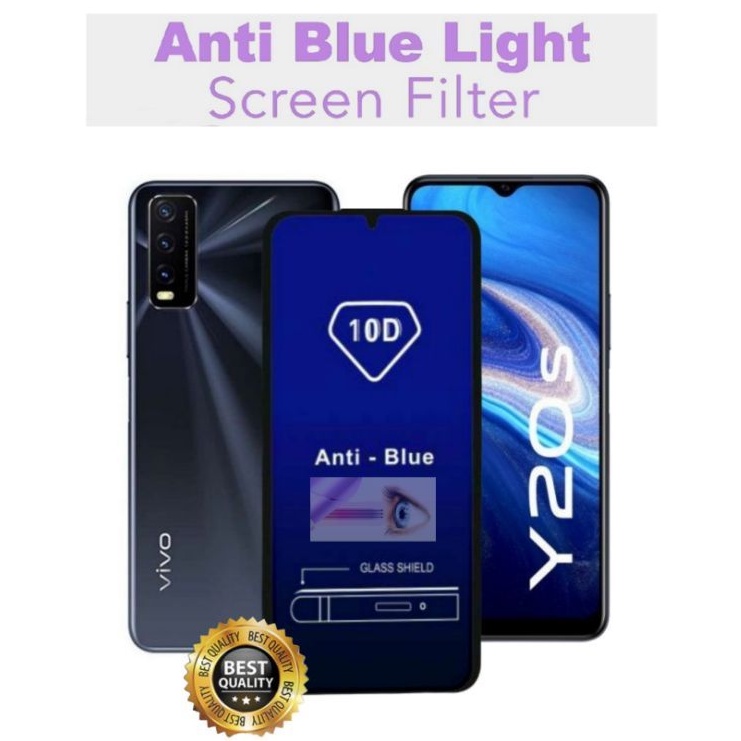 Tempered Glass Blue Light Vivo Y20s Y12s Y20 Y20i Y20A Y12A Y20S G Y21 Y12 Y21s Y21A Y21T Y33s  Anti Radiasi Full Layar  Anti Gores Kaca