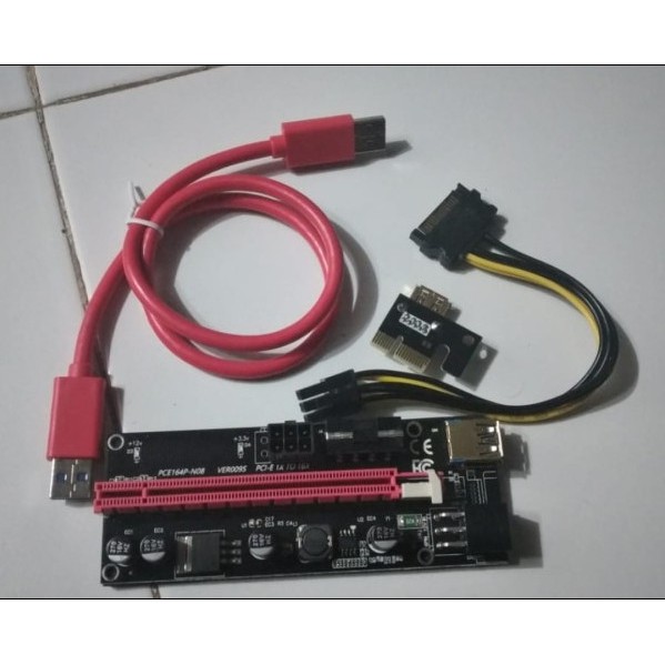 Riser PCI-E Express Riser Card 1x 16x SATA 4 Kapasitor