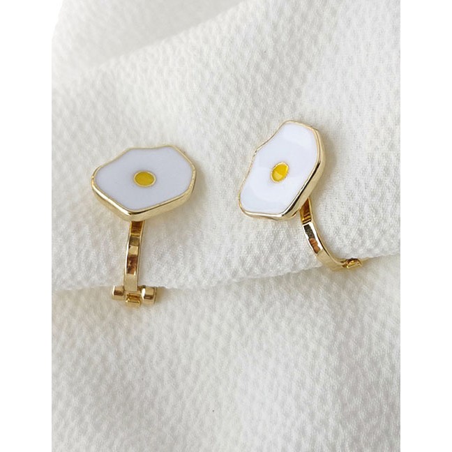 LRC ANting Jepit Fashion Yellow (poached Egg) Glazed Cat Flower Fun No K3321X