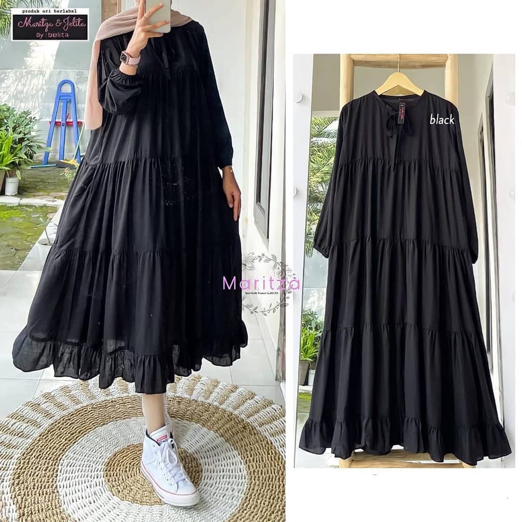 Midi dress muslim Ralien - ootd fashion muslim - dress jumbo - tunik rayon - pakaian wanita muslim - long tunik polos-3