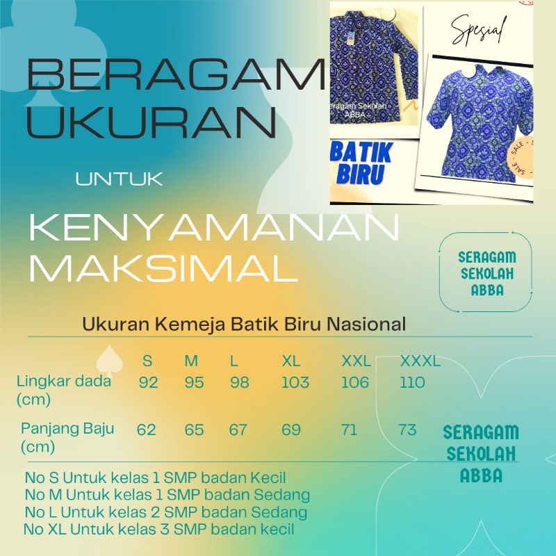 Batik Biru Nasional SD dan SMP Tunas Harapan Lengan Panjang Bu