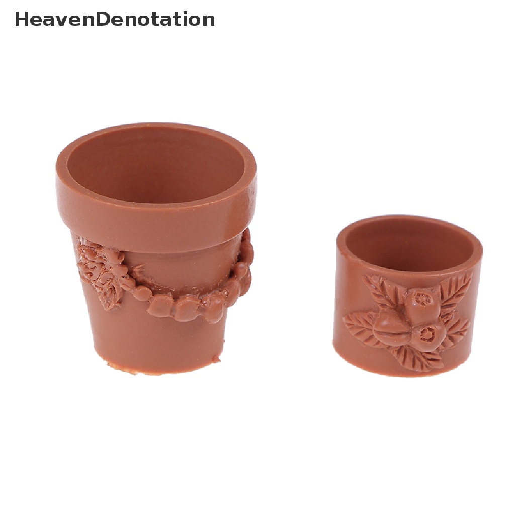 (Heavendenotation) 7pcs / Set Mainan Miniatur Pot Bunga Bahan Resin Untuk Aksesoris Rumah Boneka 1: 12