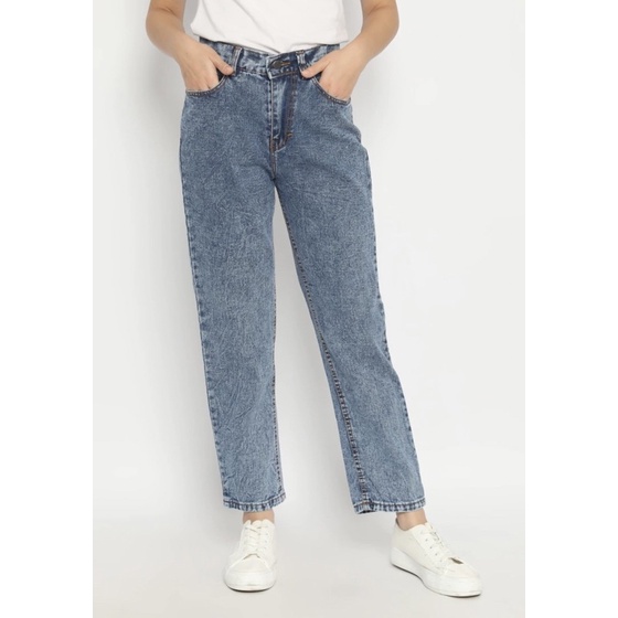 SEVINS - highwaist Boyfriend jeans grey celana panjang/snowblack/ jeans boyfriend