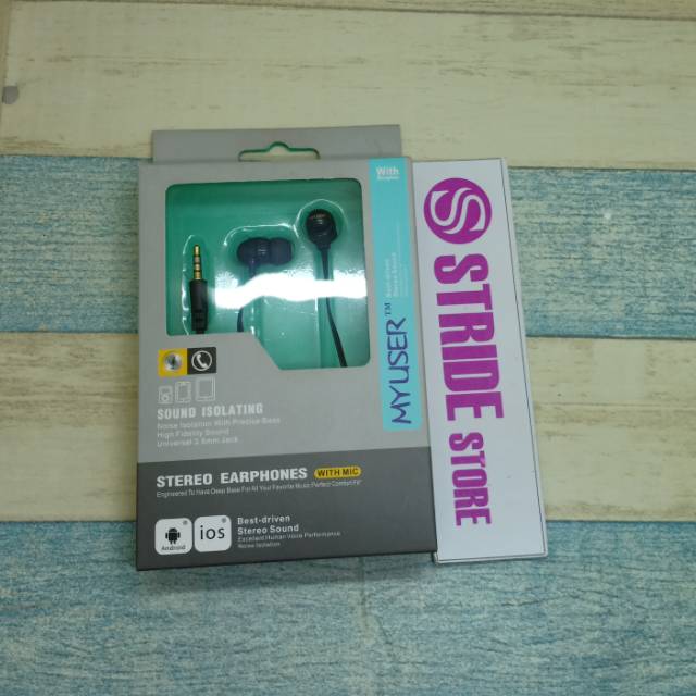 Myuser handsfree stereo earphone nokia colokan kecil hf headset myuser ori