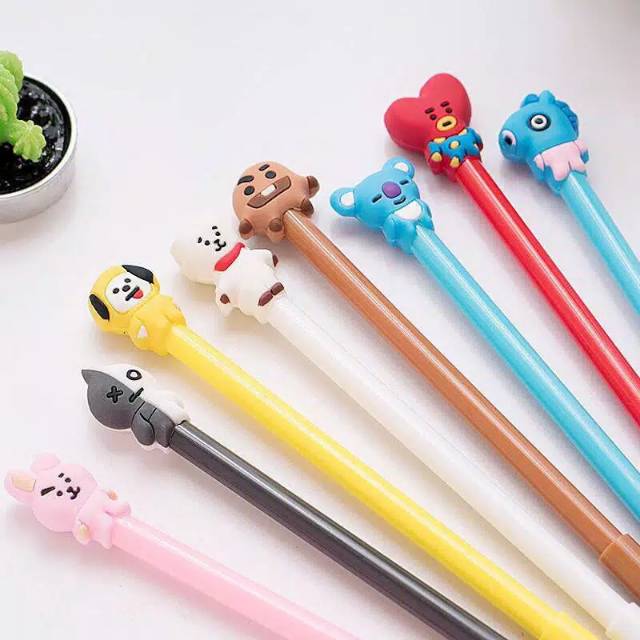 

Pulpen KPOP BT21/ Pulpen Fancy BT21 Gel Karakter Army KPOP / Perlengkapan / Bolpoint