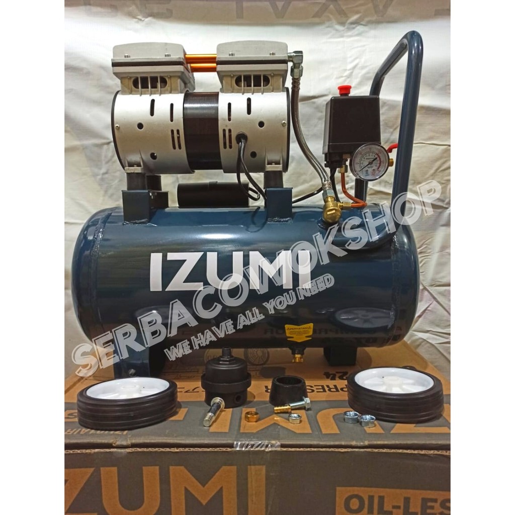 Izumi Mesin Kompressor Oil-Less Angin/Listrik Izumi 3/4 HP 24L OL 09-24 Tanpa Oli Tidak Berisik