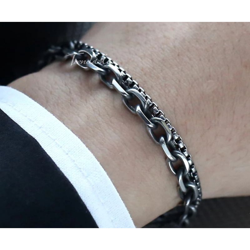 GELANG RANTAI BAJA TITANIUM STANLEES STELL PRIA WANITA KEREN UNIK TERLARIS ANTI KARAT-2