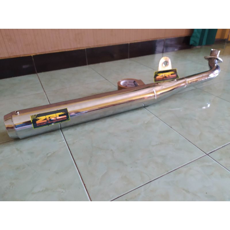 KNALPOT YAMAHA ALFA MODEL BAMBU SUARA GARING GEMERINCING-Putih Mengkilap