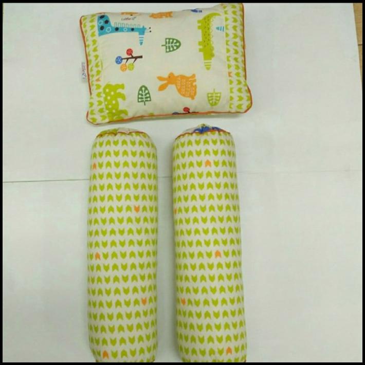 Little Q Bantal Set 1 Bantal + 2 Guling Bayi / Bantal Guling Set Bayi