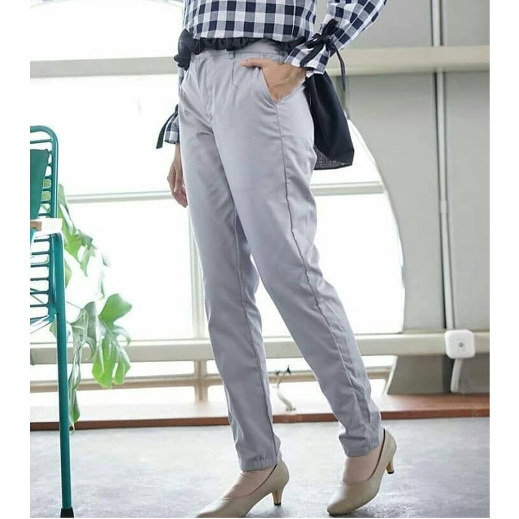 Celana wanita Baggy pants premium Celana panjang wanita  Army Beigi Cream Dusty