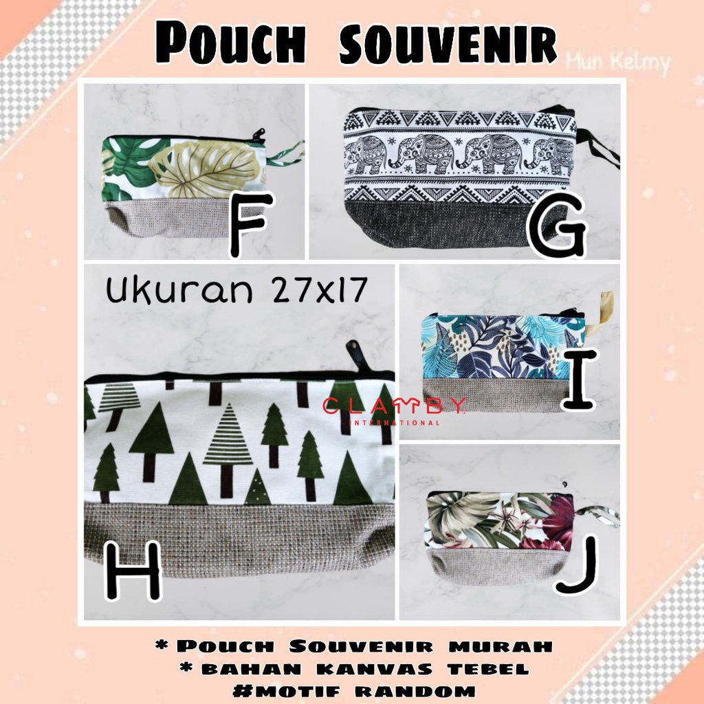 GROSIR SOUVENIR DOMPET KANVAS MOTIF | WEDDING SOUVENIR POUCH UKURAN 22X12CM | HAMPERS