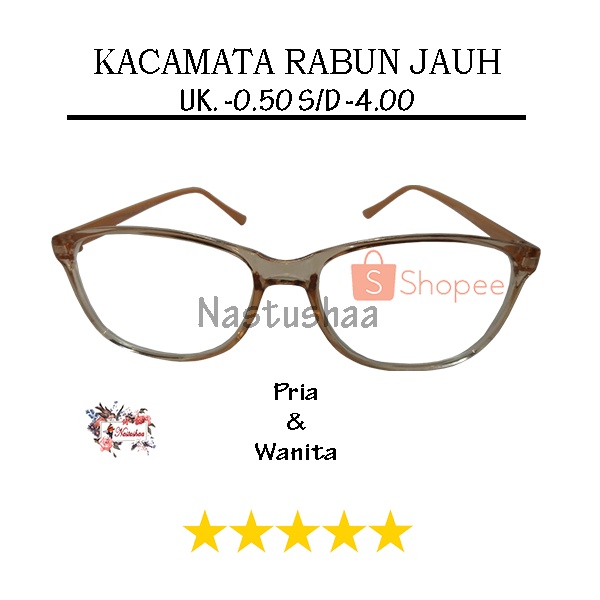 Terbaru !! Kacamata Minus Uk. -0.50 s/d -4.00 Rabun Jauh Kaca Mata Frame Coklat Muda Oval Untuk Pria dan Wanita FREE CASE