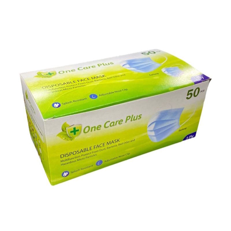 Masker ONE CARE PLUS 3 Ply Biru Earloop