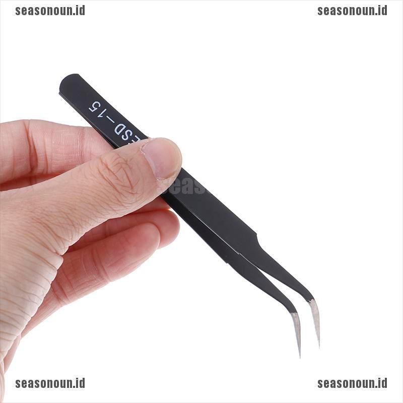 【sea】1PC Micro Point Curved Straight Tweezers Fine Tip Stainless Steel