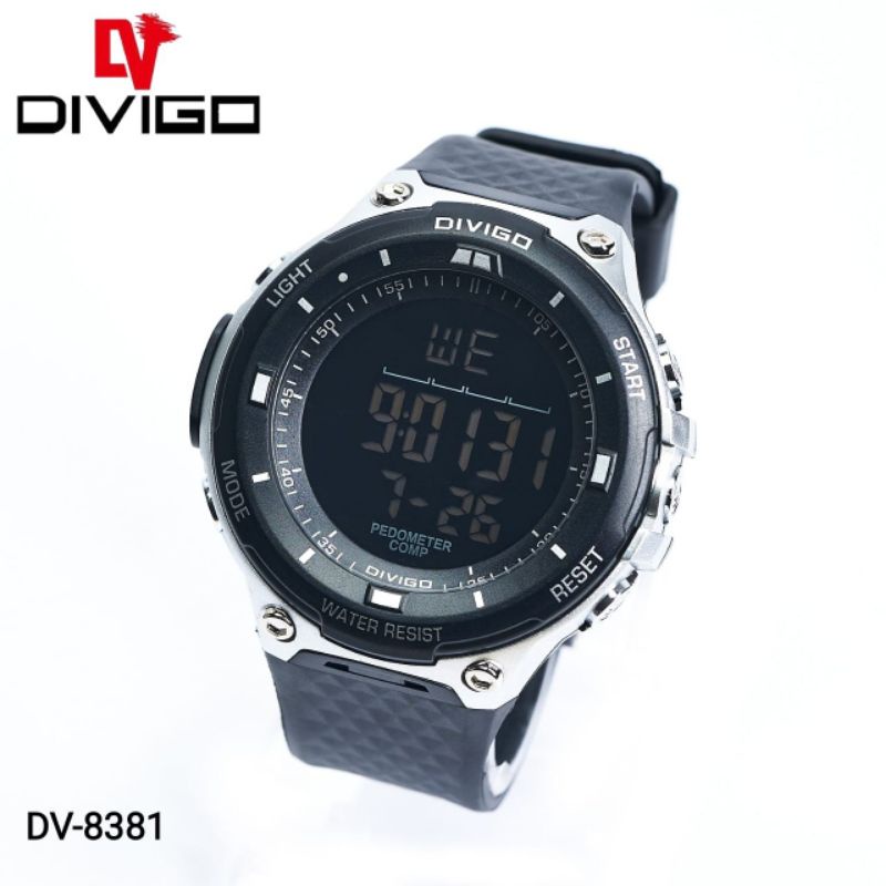 (Terima Cod)Jam Tangan Pria Divigo Digital Light Anti Air/Water Resist Strap Rubber/Karet Original (Dikirim Jakarta)