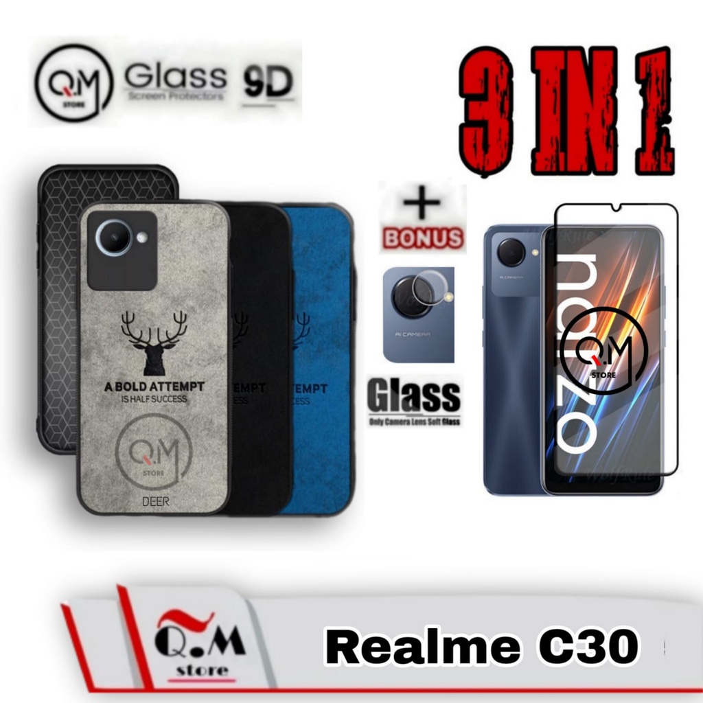 Casing Realme C30 Softcase Deer Pelindung Back Cover BONUS TEMPERED GLASS PLUS CAMERA