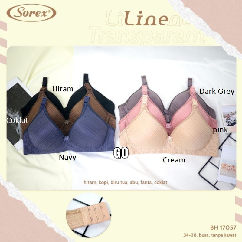 gof SOREX Bra Busa Tanpa Kawat Kait 2 Setara Cup B Line Bra Harian Bh 17057 Pakaian Dalam Wanita