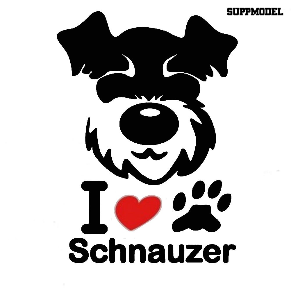 Sticker Decal Reflektor Dekorasi Mobil Gambar Anak Anjingtulisan I Love Schnauzer