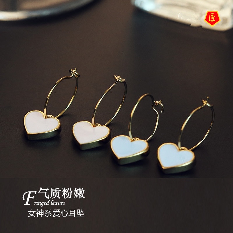 [Ready Stock]Female Simple Sweet Heart-Shaped Silver Earrings