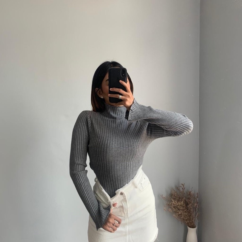 [LUXE.DLABEL] - D54 TOP [ Atasan Rajut Import wanita Atasan lengan panjang rajut Kaos wanita Atasan Wanita Atasan Korea wanita Korean top Croptop Croptee Atasan perempuan Turtle neck wanita Top premium quality]