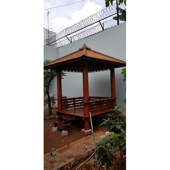 Saung Gazebo Minimalis Kayu Glugu Kelapa