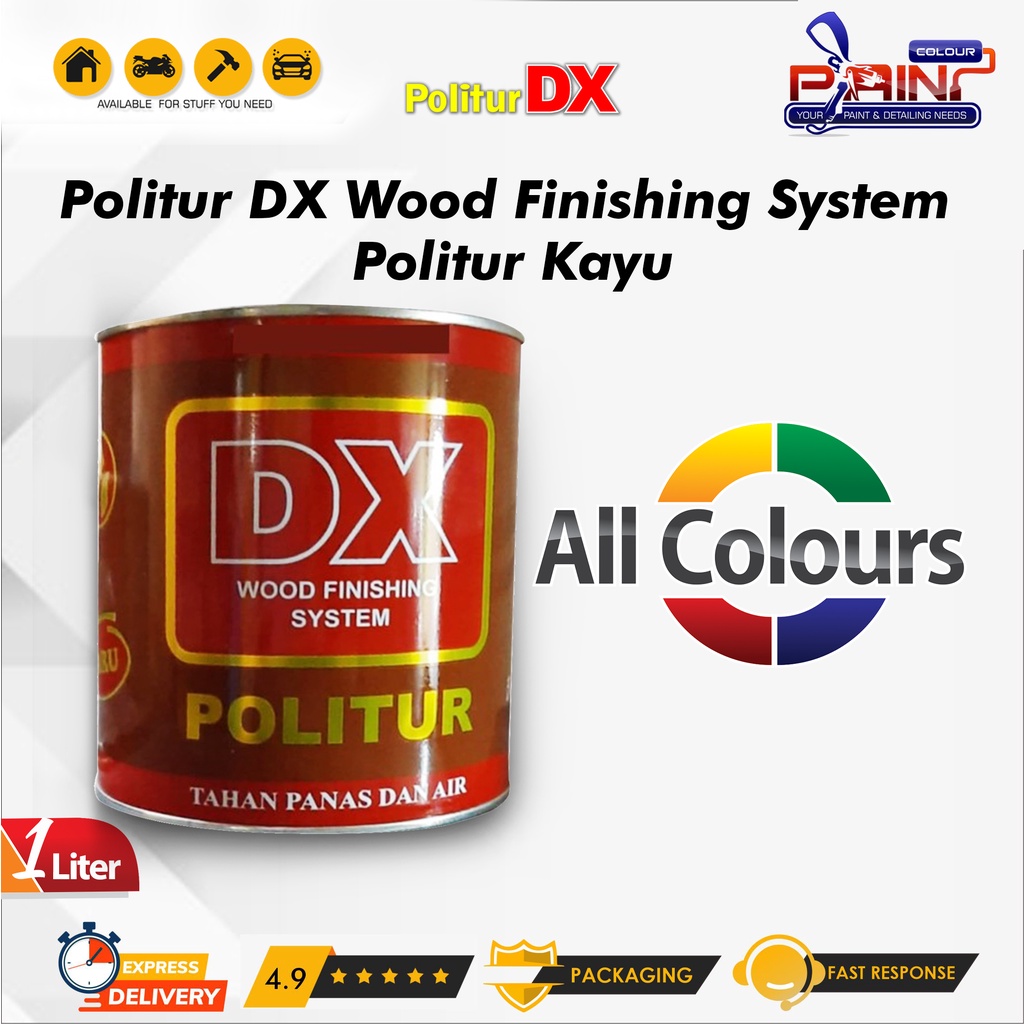 Politur DX Wood Finishing System 1L Politur Kayu - ALL COLOUR