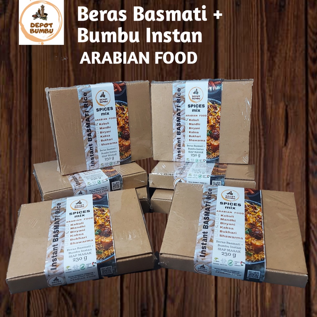 

Nasi Instan Kebuli Briyani Kabsah Mandhi Bukhari Shawarma paket Beras Basmati & Bumbu pilih