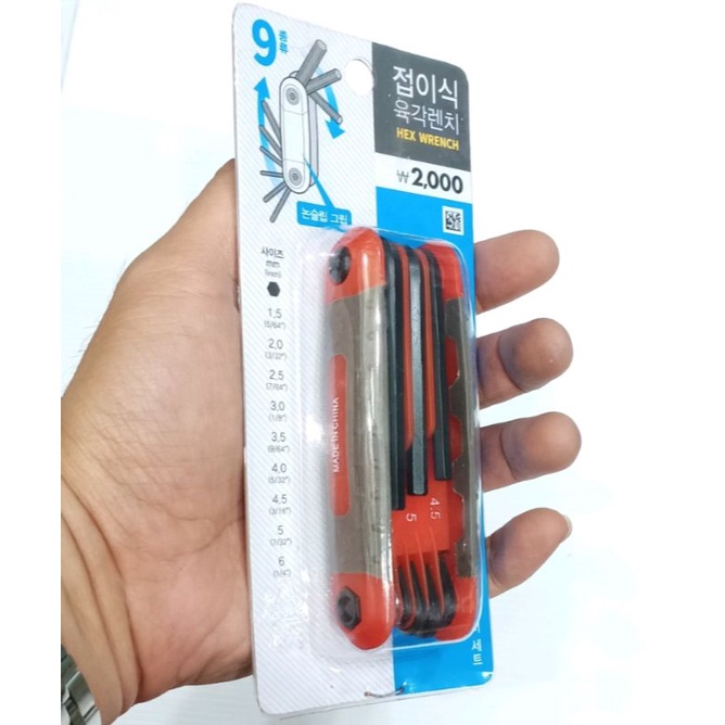 Kunci L Set Lipat Flat 9pcs / 8pcs Kunci L Multifungsi Serbaguna hex key 9 in 1/ Folding Foldable hex key Set wrench