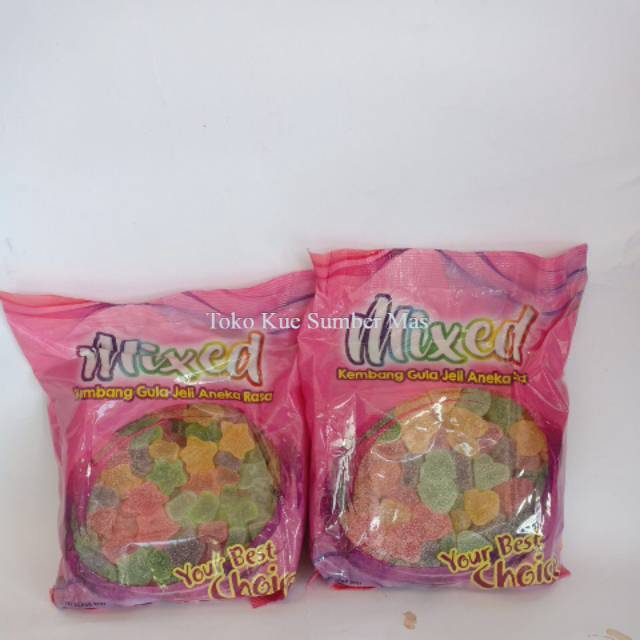 Permen jelly mix waisun / Jelly Mixed Pastilles / warna warni / fruit 1kg exp 2024