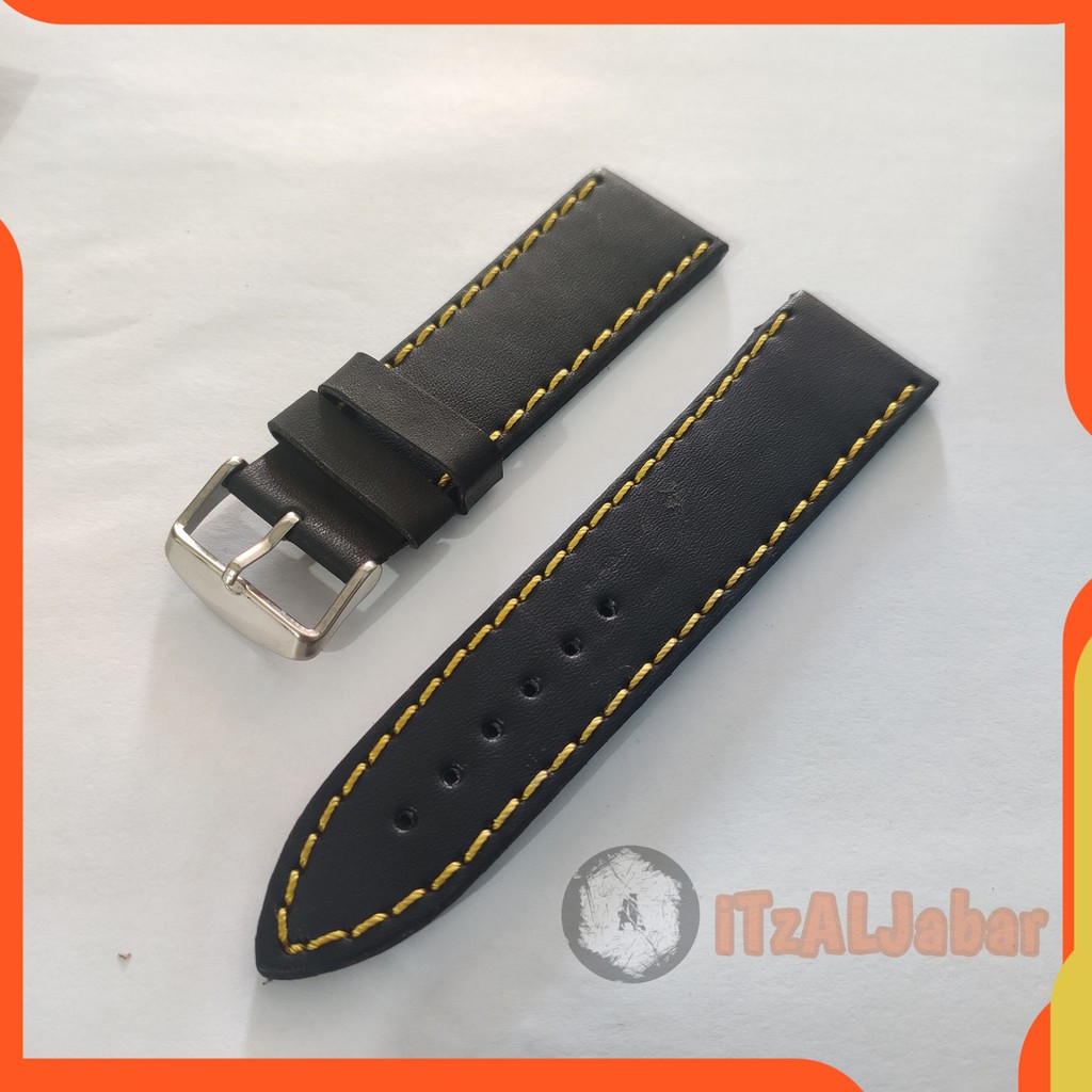 Tali jam tangan Kulit 24mm Hitam kulit jeruk 24mm