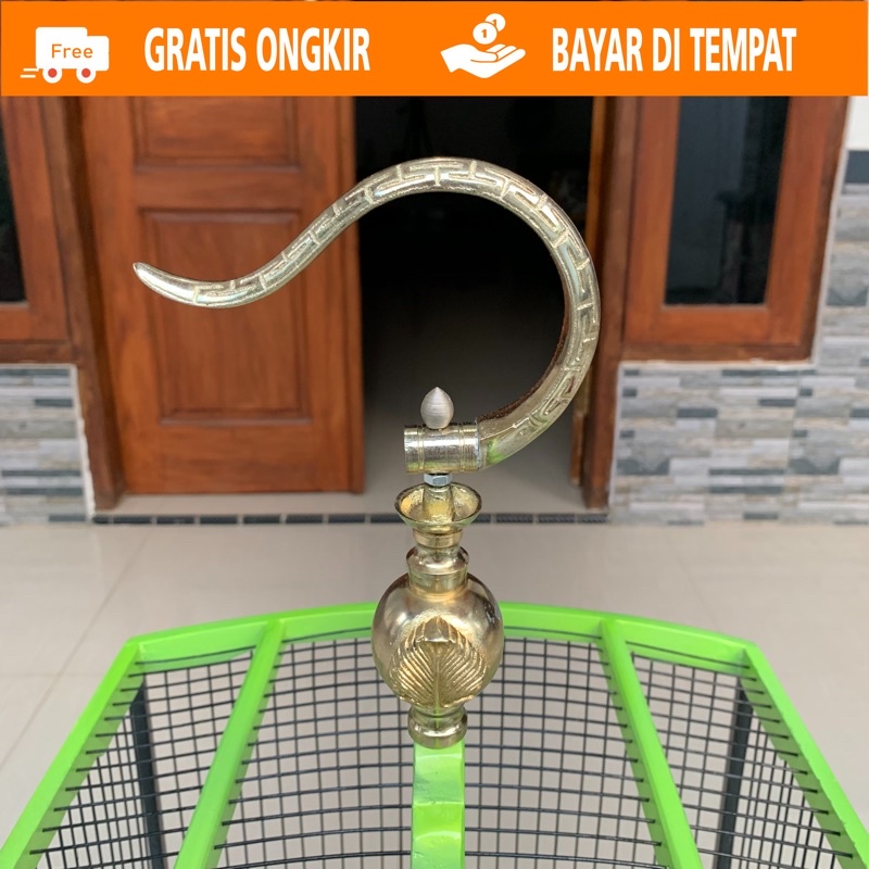 Gantungan Lipat Pion Sangkar Kotak Besi Stainless Alumunium warna gold Untuk Sangkar Burung Kenari K