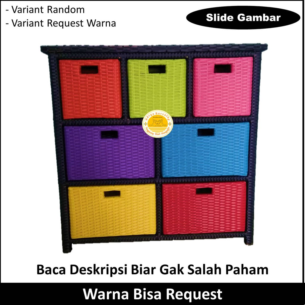 Lemari Rotan 7 Laci - Lemari Laci 7 Bahan Rotan Sintetis - Lemari Anak - Lemari Baju